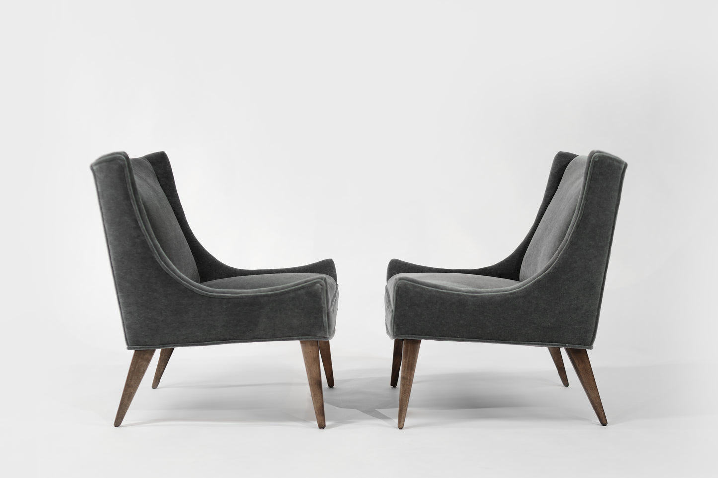 Set of Slipper Chairs by Selig in Plush Mohair, C. 1950s