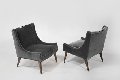 Set of Slipper Chairs by Selig in Plush Mohair, C. 1950s