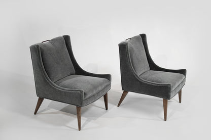 Set of Slipper Chairs by Selig in Plush Mohair, C. 1950s