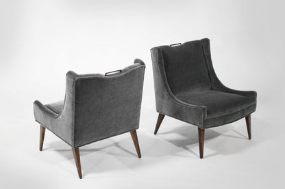Set of Slipper Chairs by Selig in Plush Mohair, C. 1950s