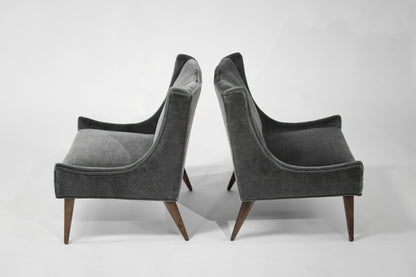 Set of Slipper Chairs by Selig in Plush Mohair, C. 1950s