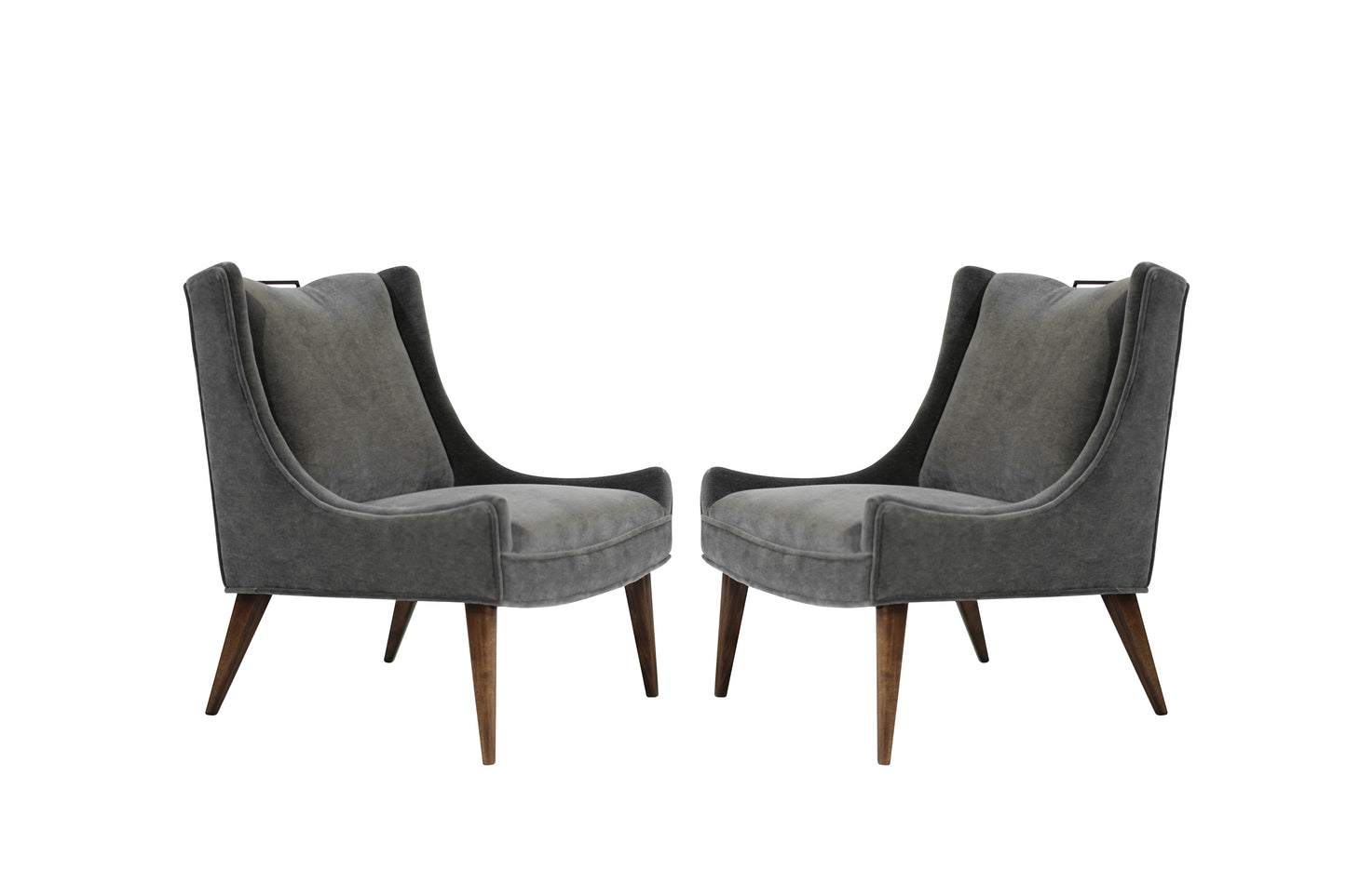 Set of Slipper Chairs by Selig in Plush Mohair, C. 1950s