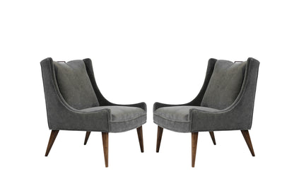 Set of Slipper Chairs by Selig in Plush Mohair, C. 1950s