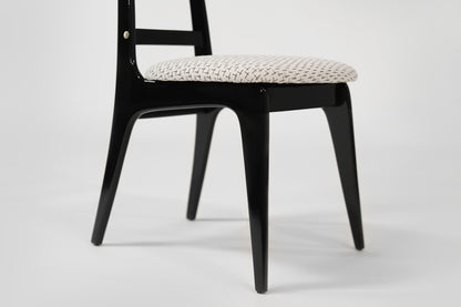 Set of Ebonized Ladder-Back Chairs w/ Brass Accents, C. 1950s