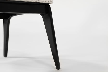 Set of Ebonized Ladder-Back Chairs w/ Brass Accents, C. 1950s