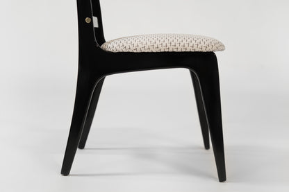 Set of Ebonized Ladder-Back Chairs w/ Brass Accents, C. 1950s