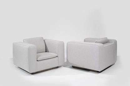 Italian Lounge Chairs in Grey Linen, C. 1950s