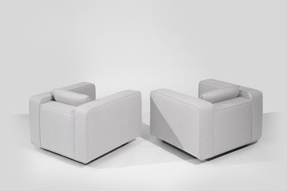 Italian Lounge Chairs in Grey Linen, C. 1950s