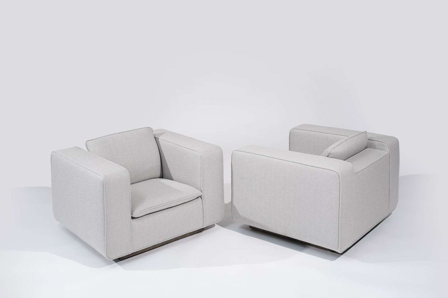 Italian Lounge Chairs in Grey Linen, C. 1950s