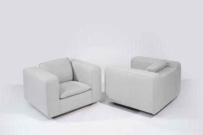 Italian Lounge Chairs in Grey Linen, C. 1950s