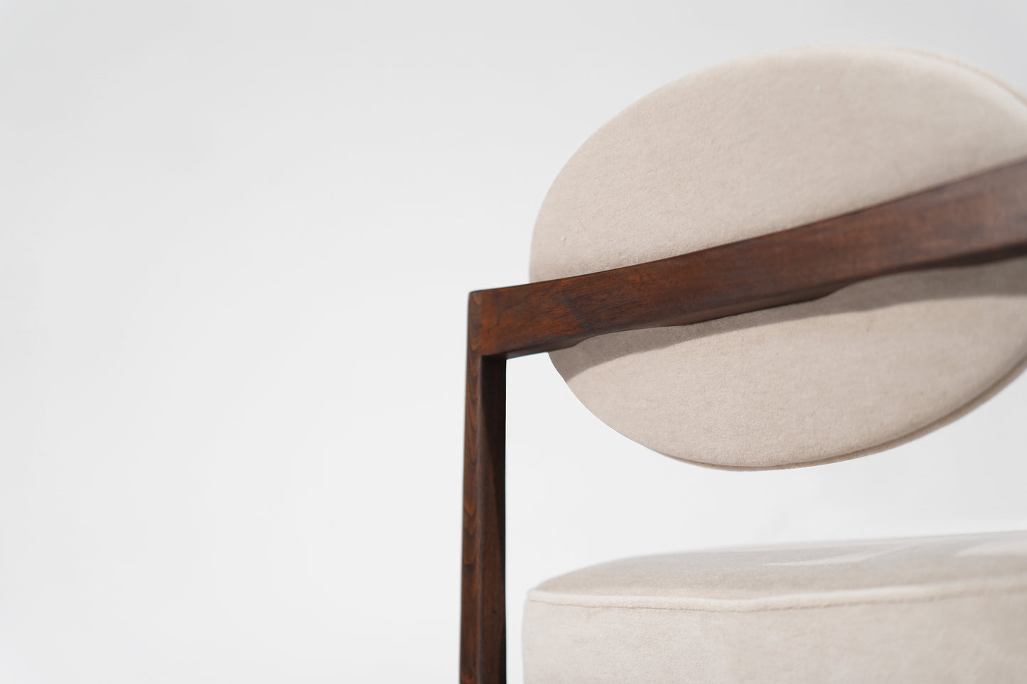 Set of Walnut Side Chairs by Jens Risom in Natural Mohair, C. 1950s