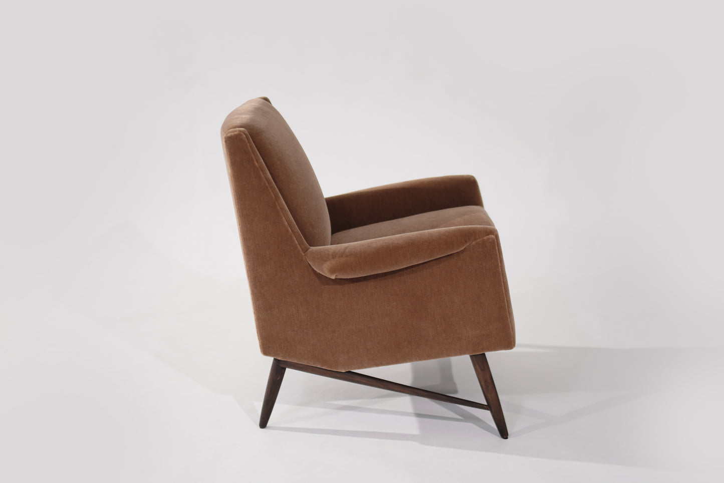 Scandinavian Modern Lounge Chair in Gold Mohair, C. 1950s