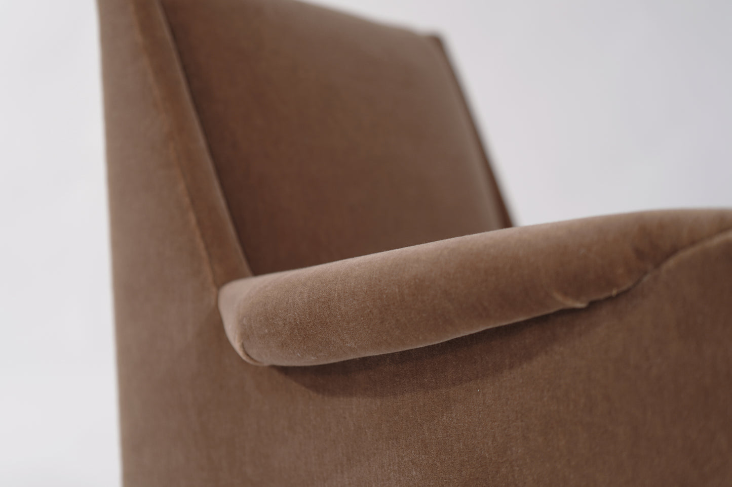 Scandinavian Modern Lounge Chair in Gold Mohair, C. 1950s
