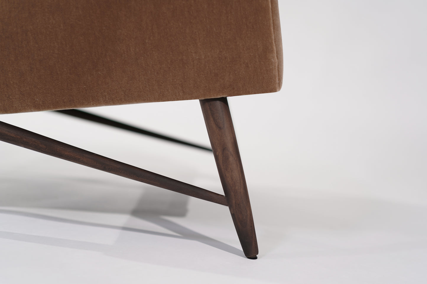 Scandinavian Modern Lounge Chair in Gold Mohair, C. 1950s