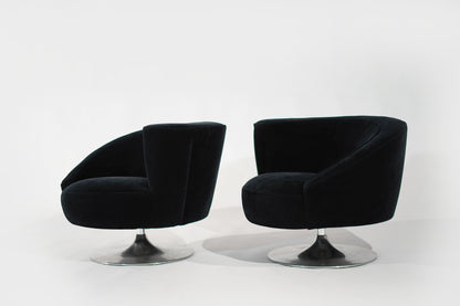 Set of Corkscrew Swivel Lounge Chairs by Vladimir Kagan in Mohair. C. 1970s