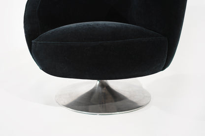 Set of Corkscrew Swivel Lounge Chairs by Vladimir Kagan in Mohair. C. 1970s