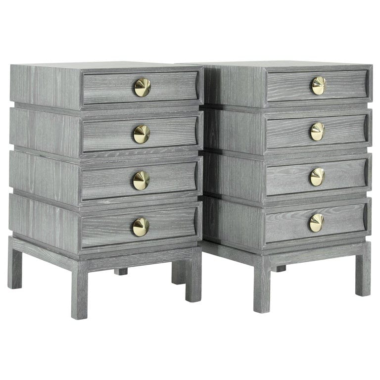 Stacked End Tables in Grey Ceruse