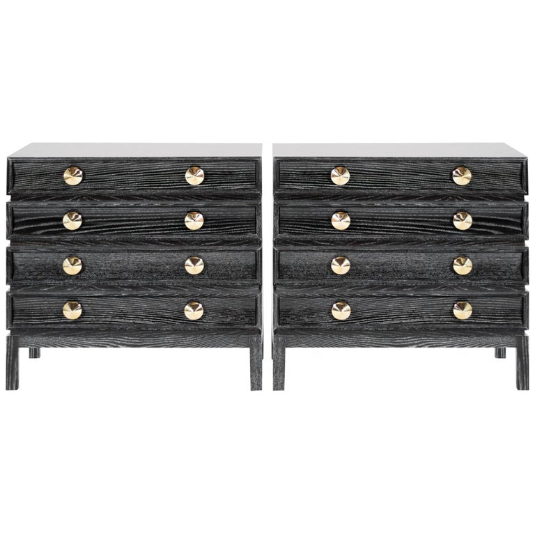 Stacked Bedside Tables in Black Ceruse