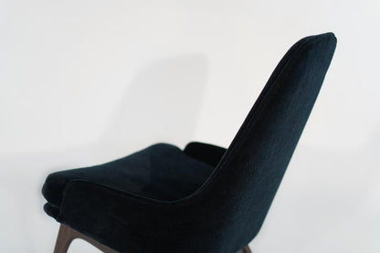 Set of Slipper Chairs by Adrian Pearsall in Navy Mohair, 1950s