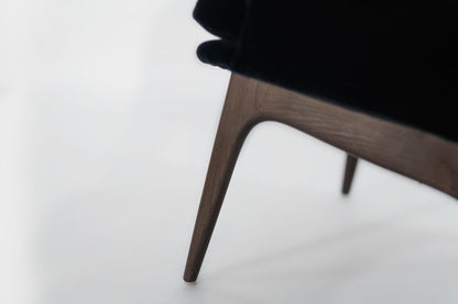 Set of Slipper Chairs by Adrian Pearsall in Navy Mohair, 1950s