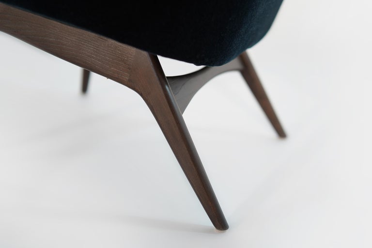 Set of Slipper Chairs by Adrian Pearsall in Navy Mohair, 1950s