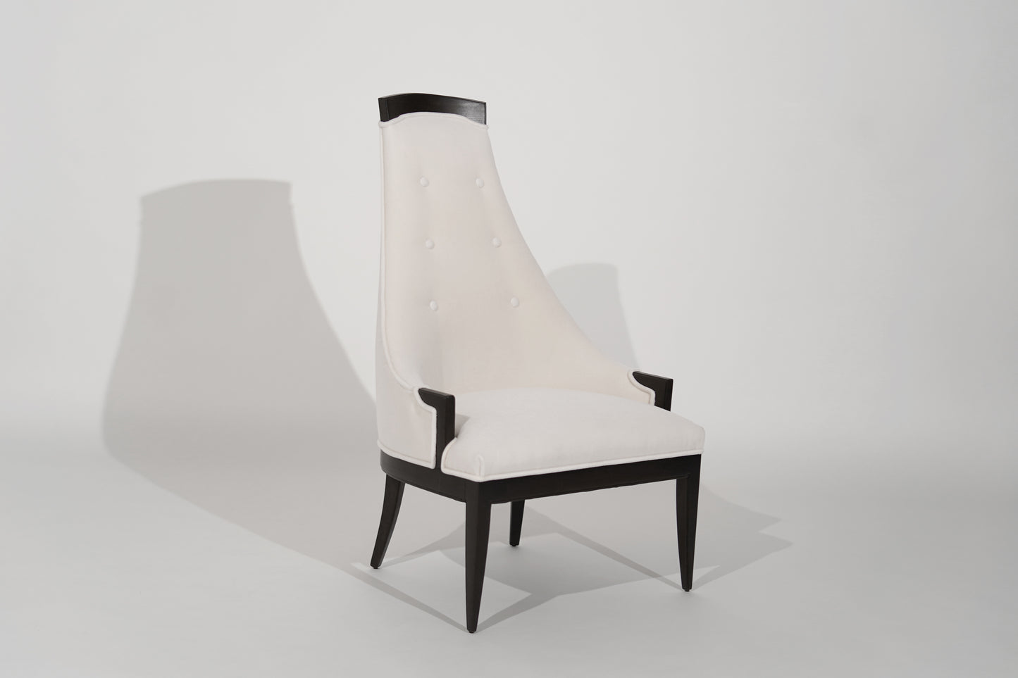 Highback Accent Chair in Ivory Mohair, C. 1950s