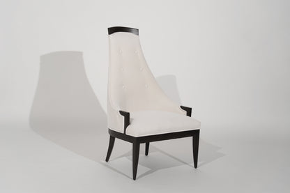 Highback Accent Chair in Ivory Mohair, C. 1950s