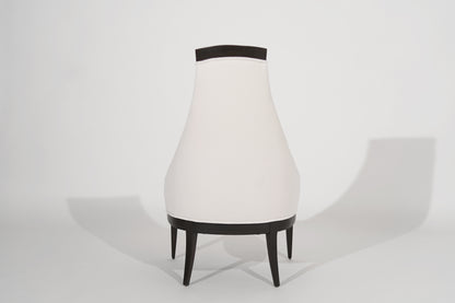 Highback Accent Chair in Ivory Mohair, C. 1950s