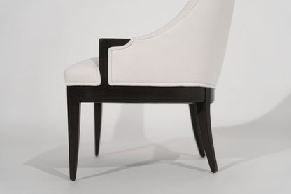 Highback Accent Chair in Ivory Mohair, C. 1950s