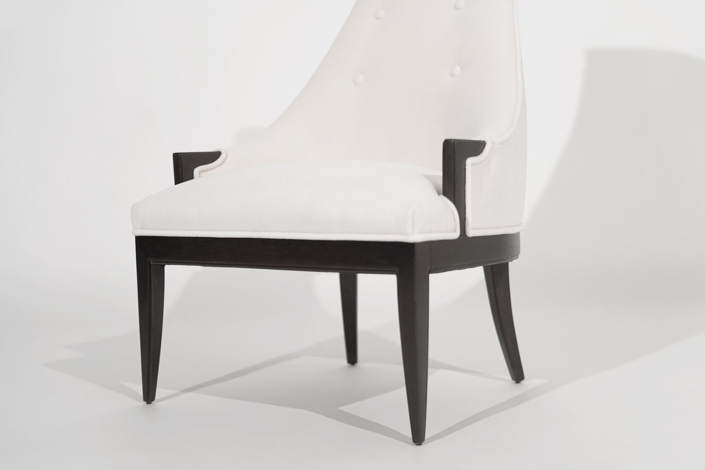 Highback Accent Chair in Ivory Mohair, C. 1950s