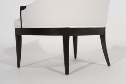 Highback Accent Chair in Ivory Mohair, C. 1950s