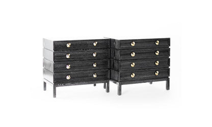 Stacked Bedside Tables in Black Ceruse