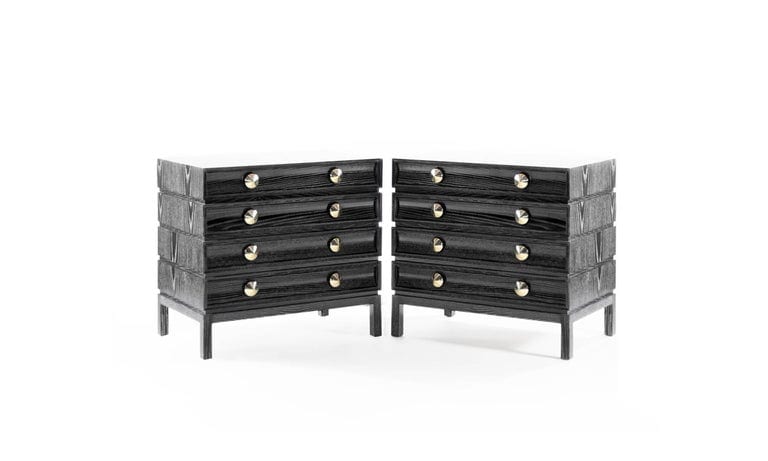 Stacked Bedside Tables in Black Ceruse