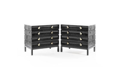 Stacked Bedside Tables in Black Ceruse