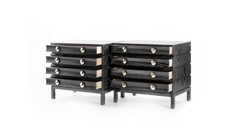 Stacked Bedside Tables in Black Ceruse