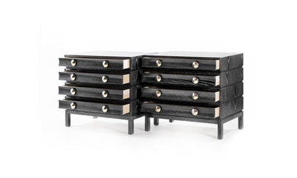 Stacked Bedside Tables in Black Ceruse