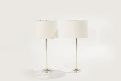 Glass and Brass Table Lamps, C. 1960s