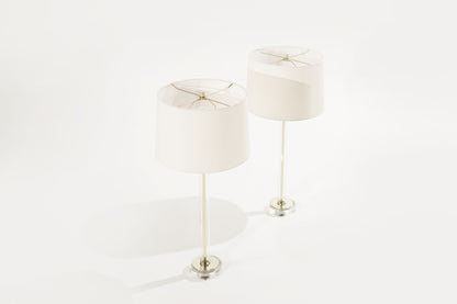 Glass and Brass Table Lamps, C. 1960s