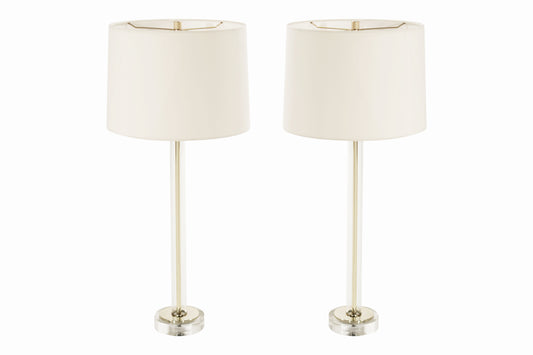 Glass and Brass Table Lamps, C. 1960s