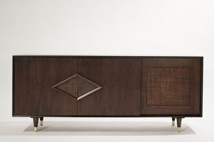Mid-Century Modern Dark Walnut Credenza, C. 1950s