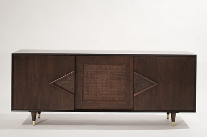 Mid-Century Modern Dark Walnut Credenza, C. 1950s