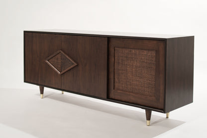 Mid-Century Modern Dark Walnut Credenza, C. 1950s