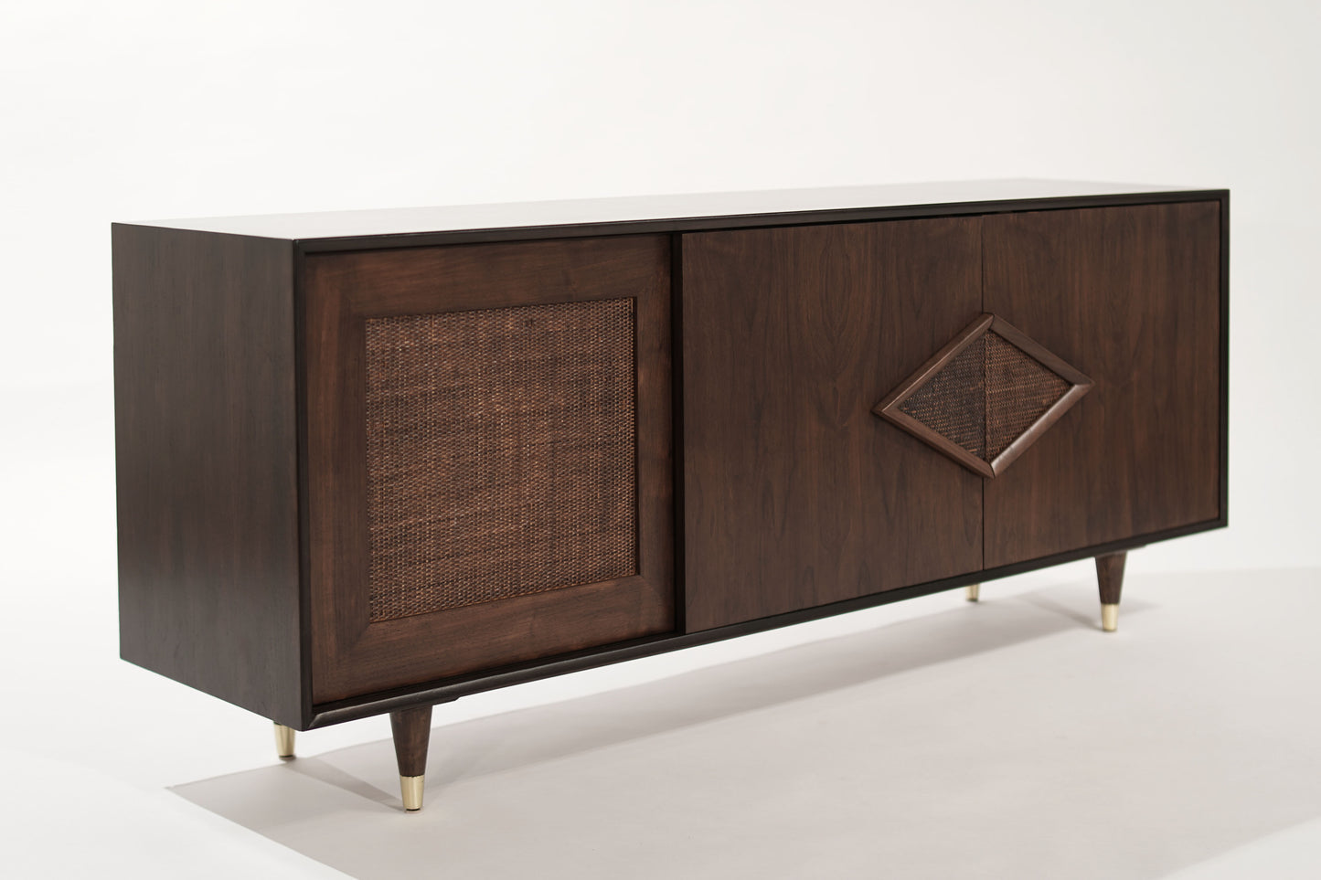 Mid-Century Modern Dark Walnut Credenza, C. 1950s