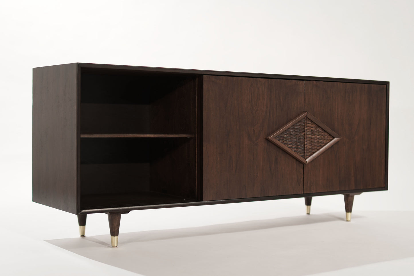 Mid-Century Modern Dark Walnut Credenza, C. 1950s