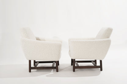 Sculptural Low-Profile Lounge Chairs in Bouclé, Denmark, 1950s