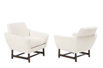 Sculptural Low-Profile Lounge Chairs in Bouclé, Denmark, 1950s