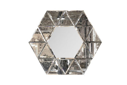 Large Hexagonal Antiqued Mirror