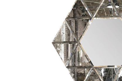 Large Hexagonal Antiqued Mirror
