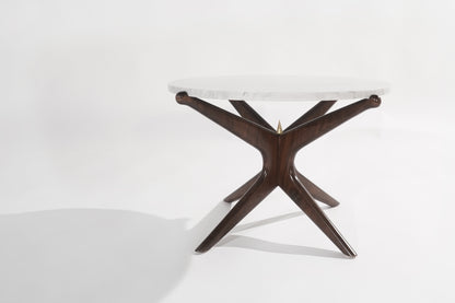 Modernist Gazelle End Table in Walnut and Marble