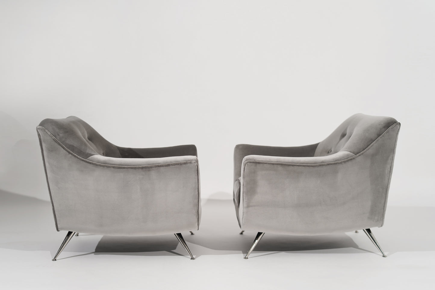 Set of Lounge Chairs by Henry Glass in Grey Alpaca Velvet, C. 1950s
